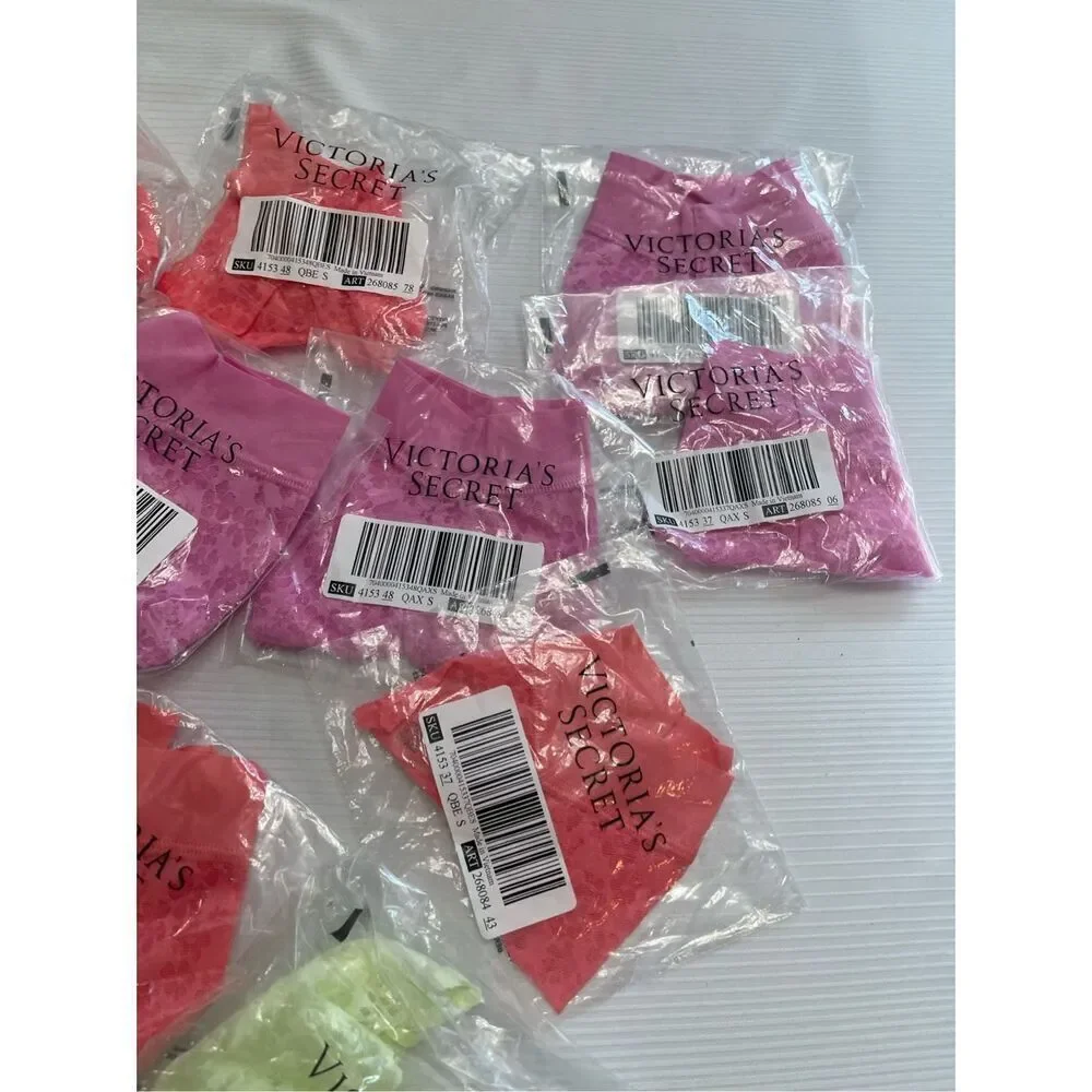 Lot Of 11 PINK Victoria's Secret No-Show Floral Lace Hiphugger Panty Size Small